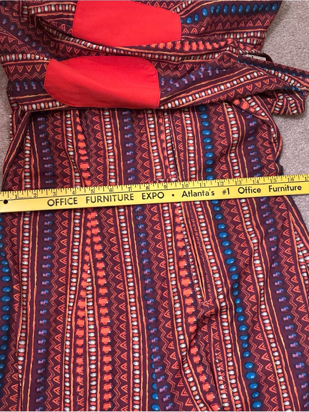 Sassy Jones Orange Geometric Striped High-Neck With wide Leg Jumpsuit - Picture 10 of 15